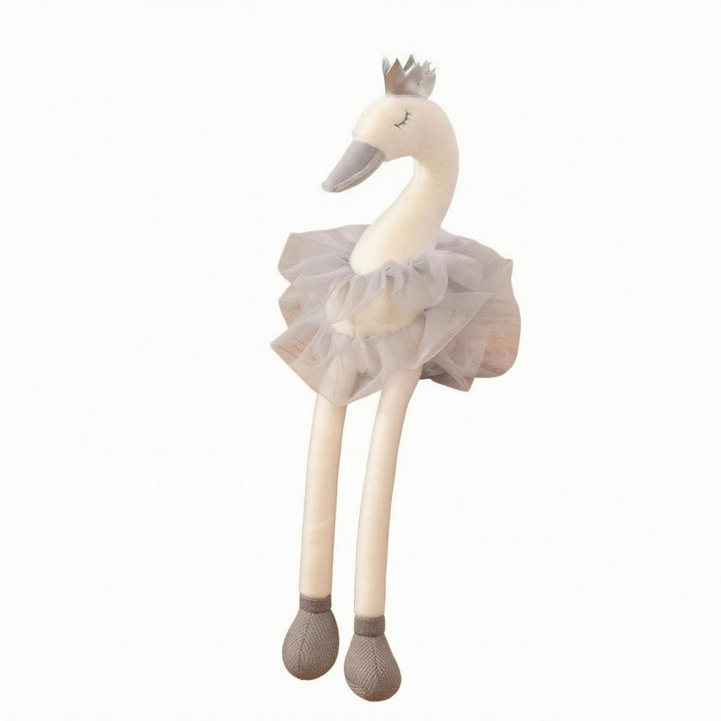 Swan Stuffed Animal with Tulle Skirt Soft Crowned Toy Child-Safe