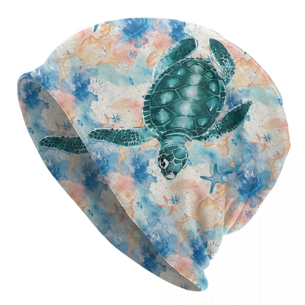 Custom Ocean Sea Turtle Bonnet Hat Knitted Hat Unisex Women Fashion Unisex Adult Winter Warm Skullies Beanies Caps
