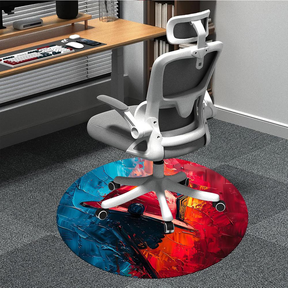 1PC Helmet Firefighter Office Round Area Rug, Indoor Mat Suitable ForOffice, Under Office Chairs Bedroom Living Room Home Decor, Room Deco g070 80cm by 80cm