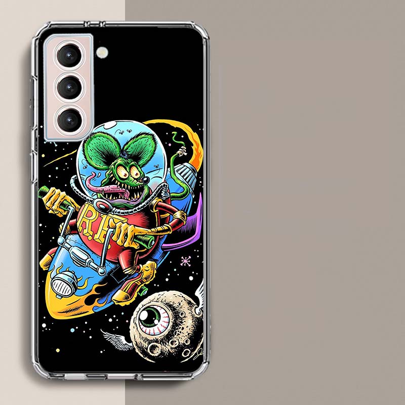 Surf Cool Rat F-Fink Phone Case For Samsung Galaxy S25 Edge S24 S23 FE S21 S20 S10 Plus S22 S26 Ultra Cover Clear Cases TPU Capa