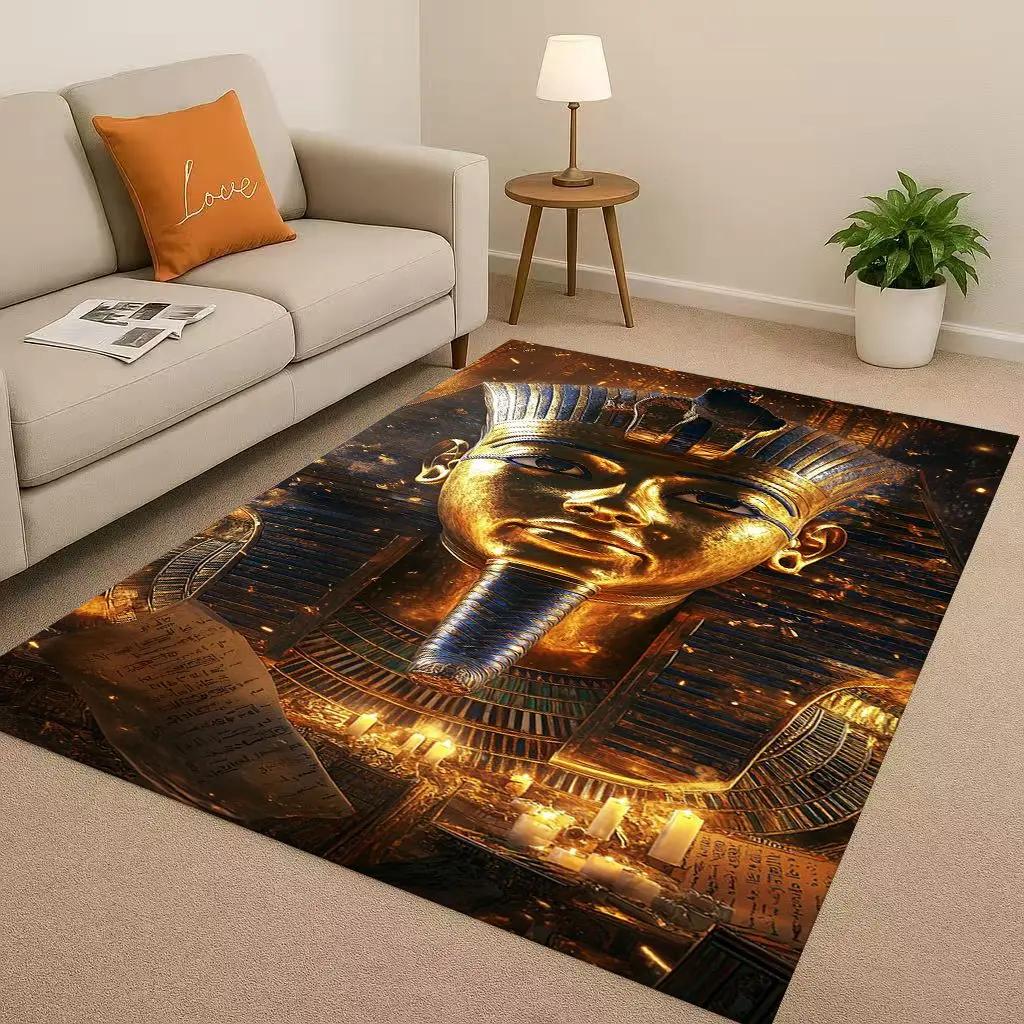 Retro Dead God Anubis Pharaoh Ancient Egypt Cartoon Living Room Non-Slip Area Rug Carpet For Bedroom Playroom Sofa,Home Doormat