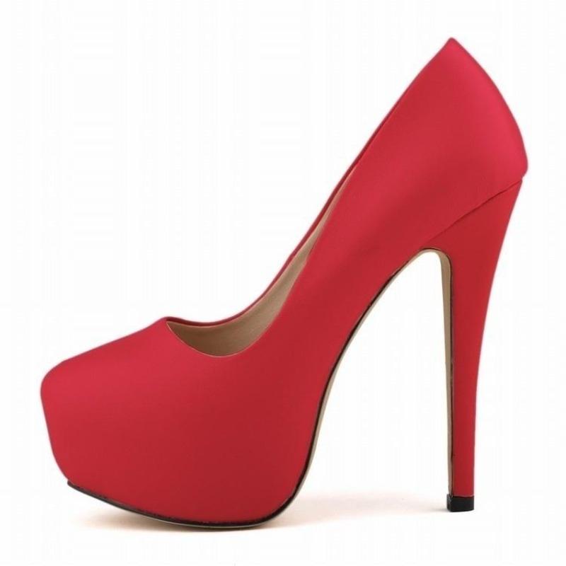 Damen Pumps 14cm Sexy Super High Heels Mode Runde Zehen Plateauabsatz Lässige Partykleid Rote Hochzeitsschuhe Große Größe 44