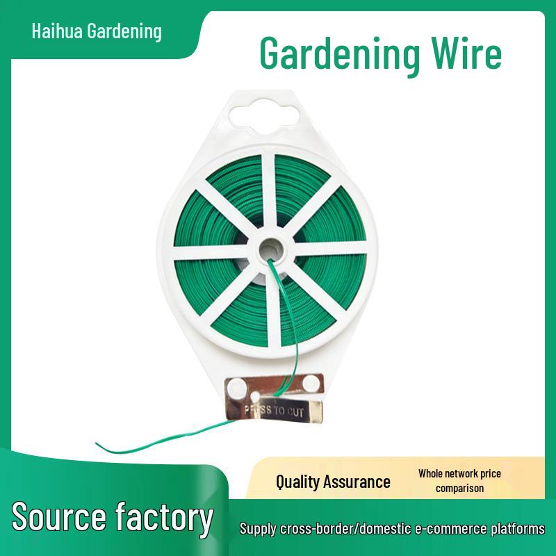 

Садовая проволока с пластиковым покрытием для подвязки овощей 20m Card with Cutter; Green