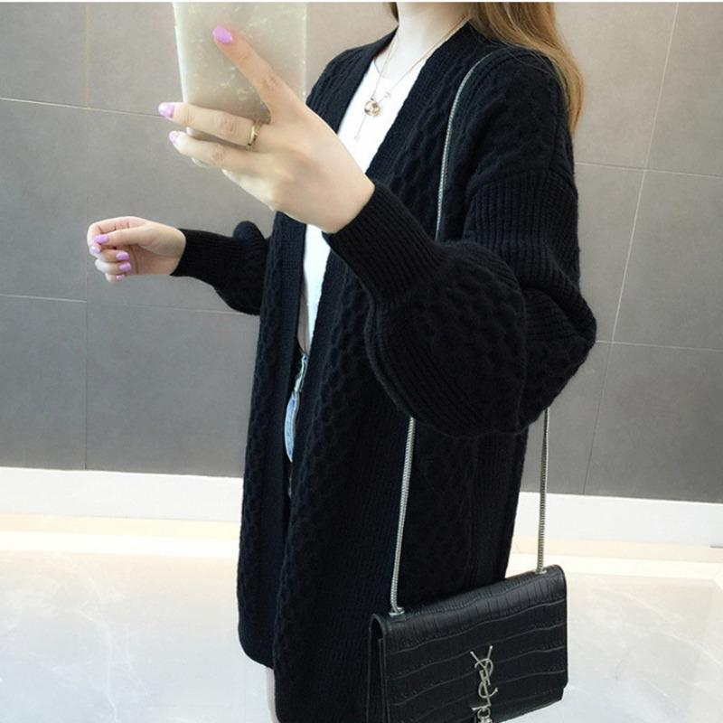Women's Sweater Cardigan Mid Length Autumn New Loose Korean Version Knitted Sweater Jacket