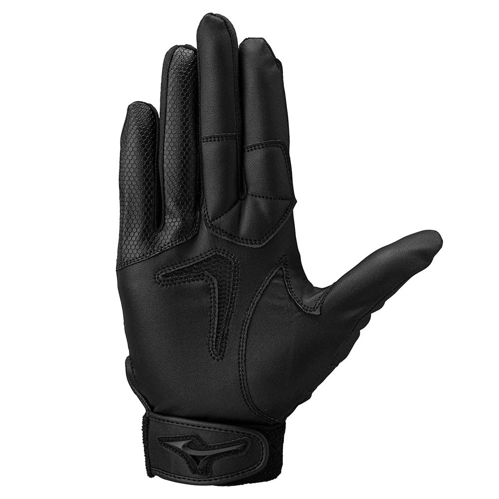 MIZUNO Defensive High School Baseball Rules Size Black x Black Baseball/Softball Gloves, Right-Handed, Compliant, L, 1EJED321,