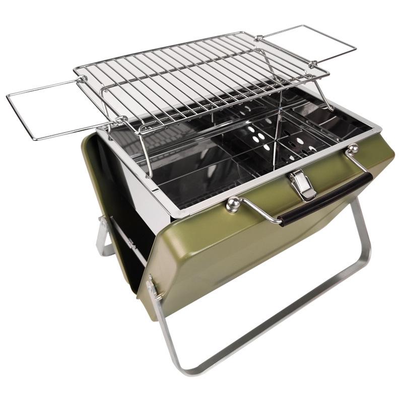 Portable Folding Outdoor Barbecue Grill & Utensils Set
