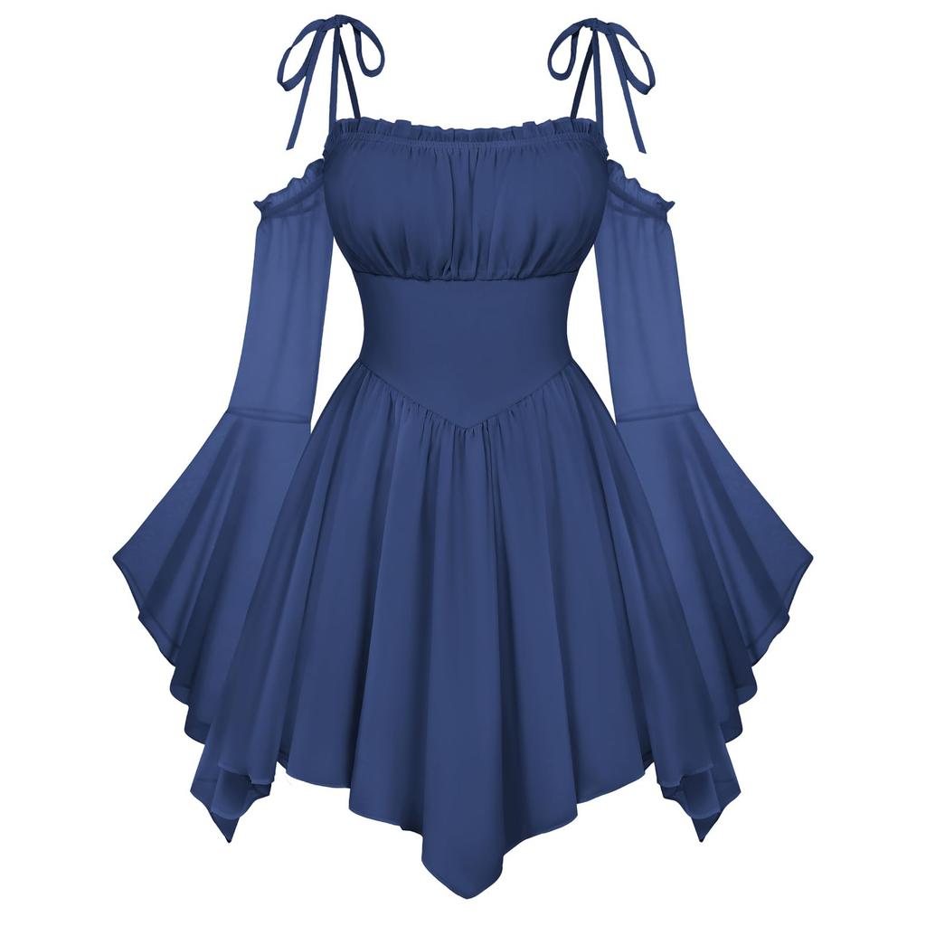 Rochie Corset Colorată Femei Decolteu Bardot cu Buzunare, Boemă pentru Petrecerea de Halloween