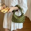 Cloth Polka Dot Shoulder Bag Ruched Strap Canvas Underarm Bag Comfortable Printed Handbag  Shopping