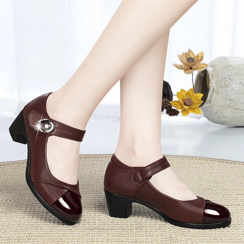women light weight wine red office square heel pumps lady casual high quality black pu leather party shoes a6661z