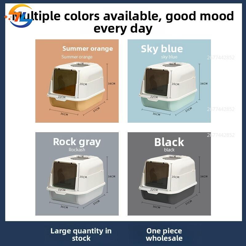 Non-Toxic Large Enclosed Cat Litter Bowl Flip-Top Litter Scoop Removable Cat Toilet Litter Scoop Easy To Clean