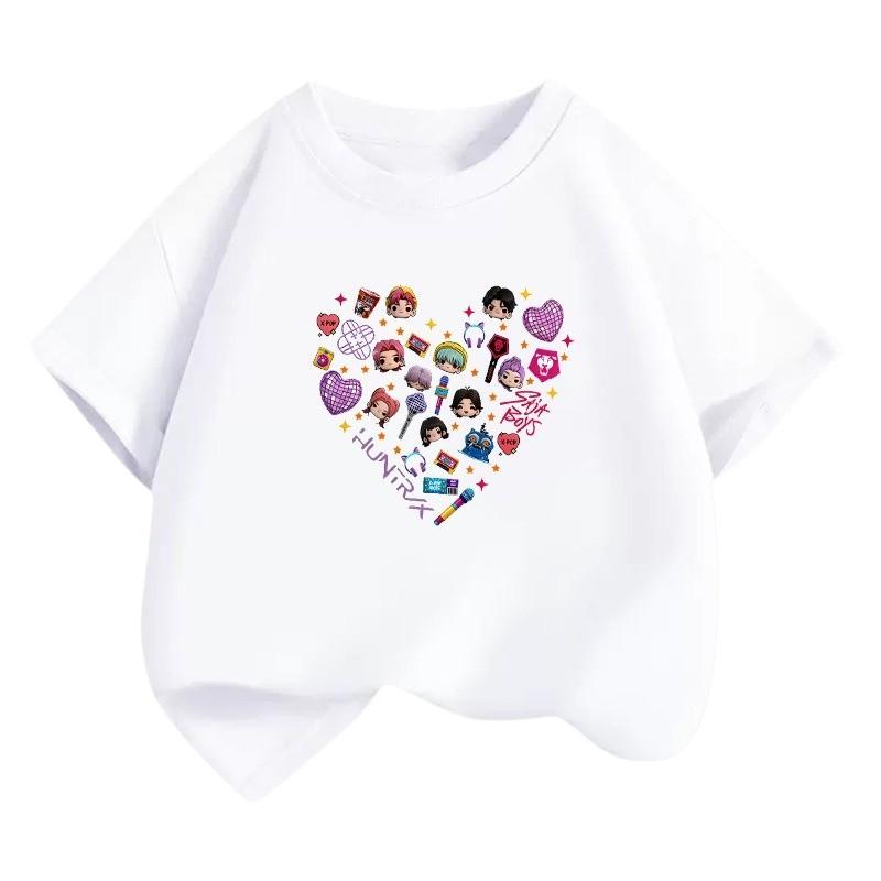 Kids Girls Kpop Hunters Zoey Mira Rumi Sajaboys Derpy Print T-shirt 110cm белый