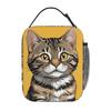 Cute Tabby Cat Face Insulated Lunch Bag for Women Kids Portable Food Boxes Thermal Lunch Box Tote