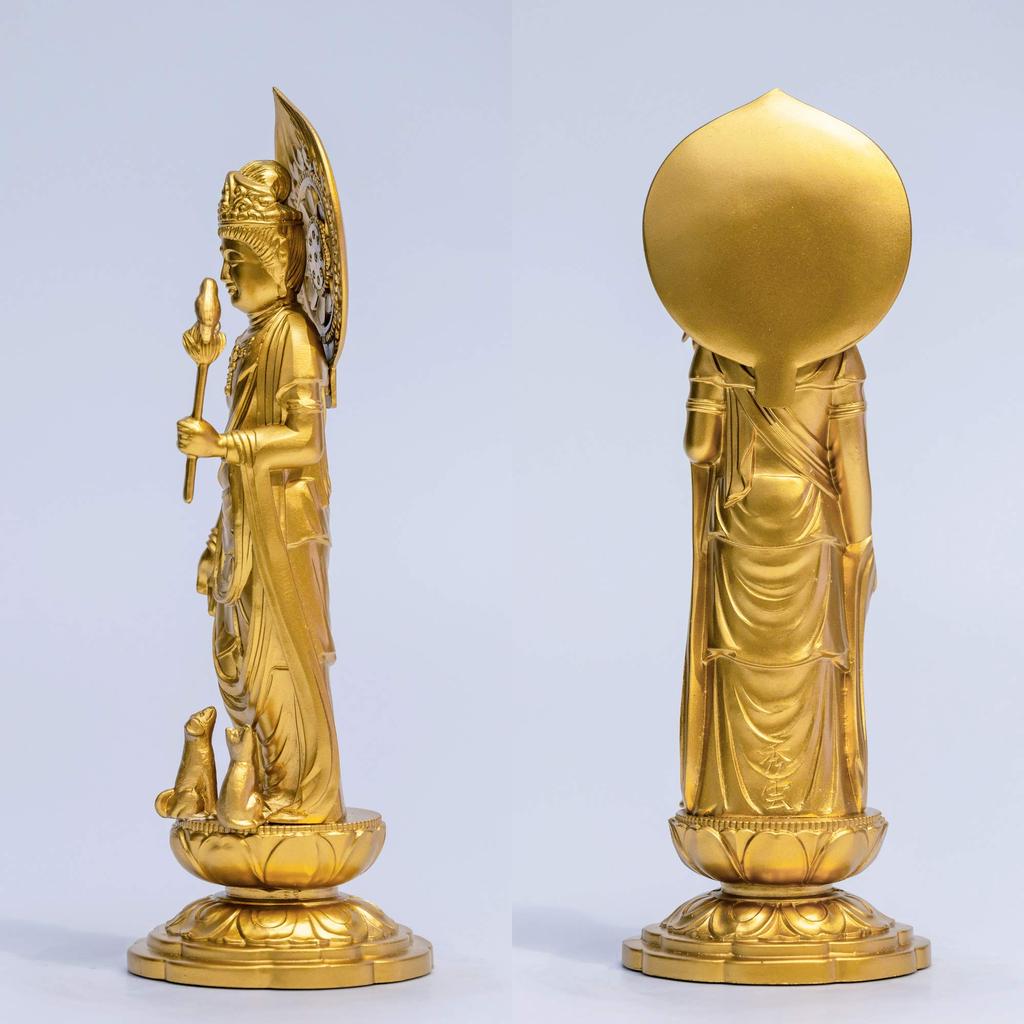 Pet Kannon Bodhisattva 16cm Protection and Pet Memorial by Takaoka Copperware Statue, (Gold) - "Animal Service" (P Kannon/M)