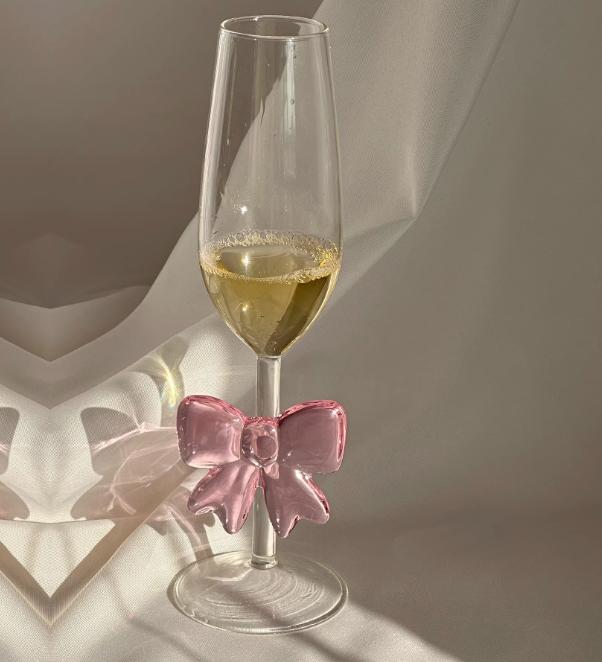 Rosa Große Schleife Glas Dekor Glas Tasse Kelch Schleifenhenkel Gläser Hitzebeständig Hohes Borosilikat Dessert Eisbecher Schüssel