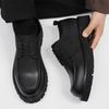 Men's Leather Shoes Black Round Toe Thick Sole Platform Male Casual Brogue Shoe Footwear Offer Designer Classic Original Retro
