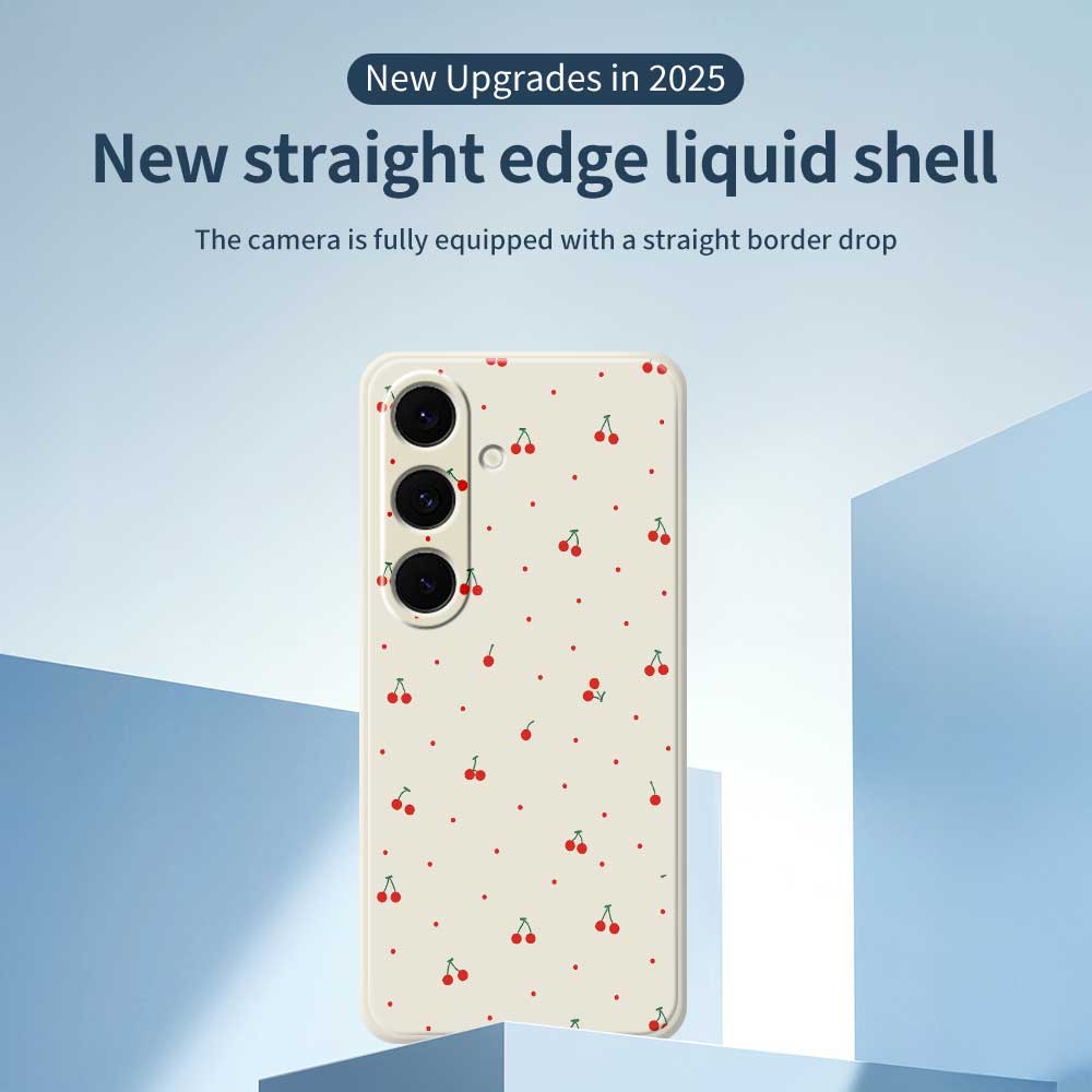 For Samsung Galaxy S24 FE Case Red Cherry Pattern Printing Straight Edge TPU Phone Back Cover