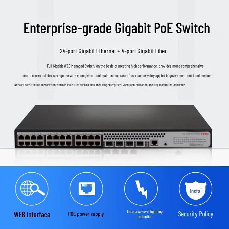 

H3C S1850V2-28P-HPWR-EI Gigabit Managed PoE Switch