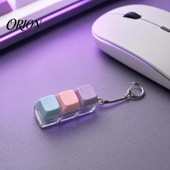 Mechanical Keyboard Fidget Keychain 2/3/4/9-Keys Toy, Stress Relief Push Button Finger Toy Clicker LED Light-up Tactile