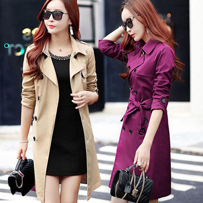 Women's Mid-length Trench Coat Spring and Autumn Korean Style Slim Waist British Large Size Casual Windbreaker M-4XL