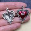 Retro Dark Style Cross & Rose Heart Pendant