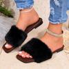 Autumn and Winter One-word Fluffy Shoes Autumn and Winter Casual Gentle Thick-soled Cotton Slippers Large Size Comfortable