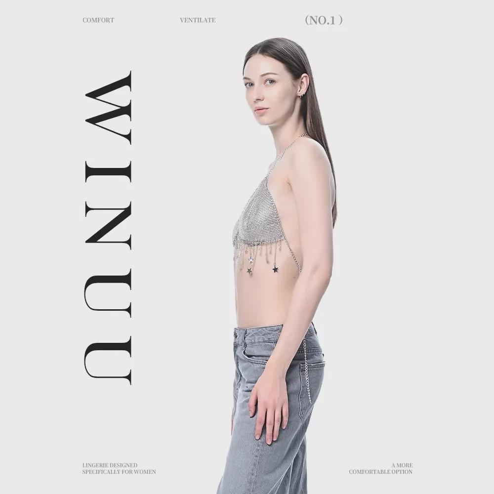 European & American Diamond Tassel Halter Neck Body Chain