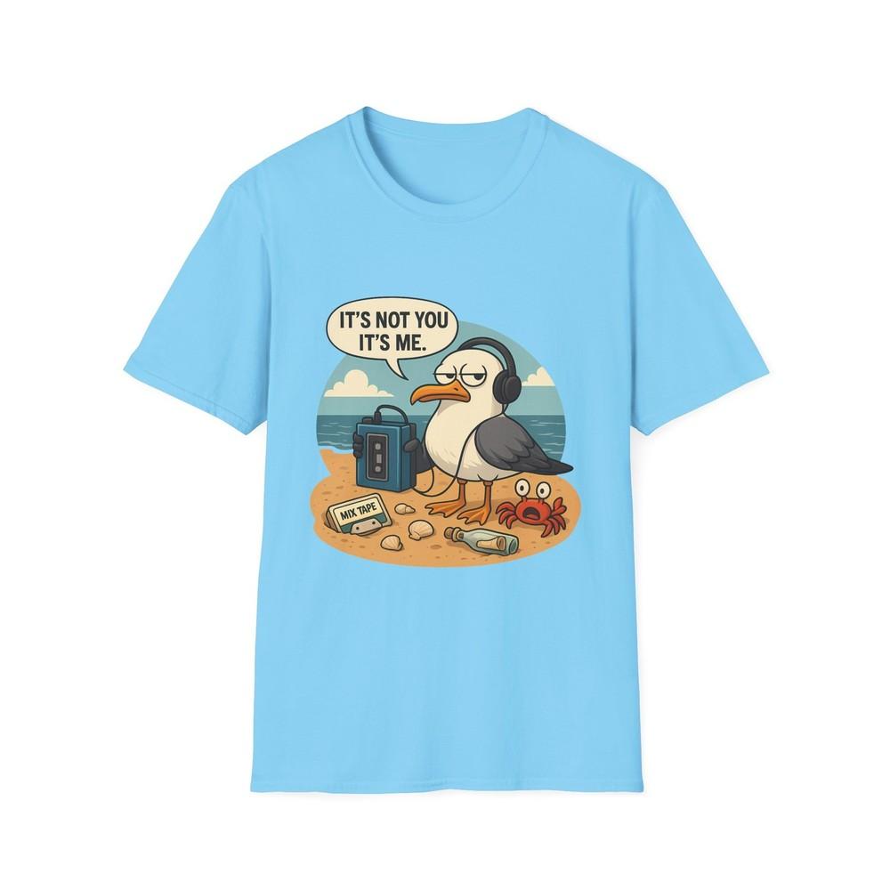 

Unisex Softstyle Funny Seagull Breakup T-Shirt: Retro Beach, Humor, Streetwear 4XL