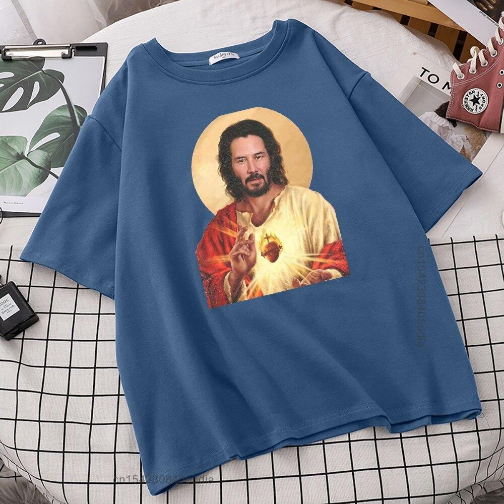 Funny Jesus Keanu Reeves Give You Heart Print Tshirts Fashion Men T Shirt HipHop Brand TShirt Summer Male Causal Tshirts