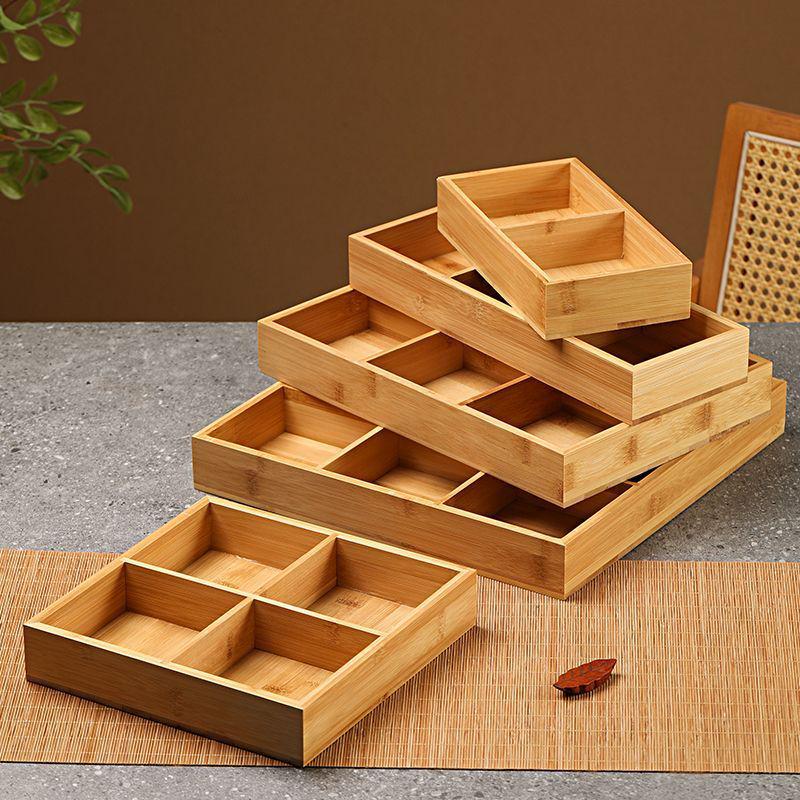 Bamboo Nine-Compartment Snack Tray for Dried Fruits and Hot Pot Side Dishes