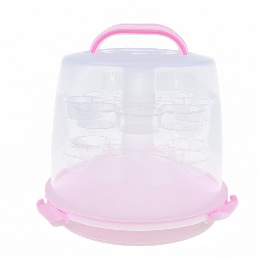 3 Tier 24 Portable Cupcake Container Cake Carrier Stand with Locking Lid & Handle Muffin Holder For Dome Box Pie Cookies