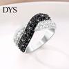 Women Circlet Finger Ring Double Colors Shiny Rhinestone Inlaid Cross Shape Electroplated Lady Daily Jewelry