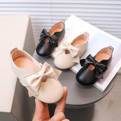 Chaussures en cuir PU pour filles de 1 à 7 ans, chaussures de princesse antidérapantes avec nœud