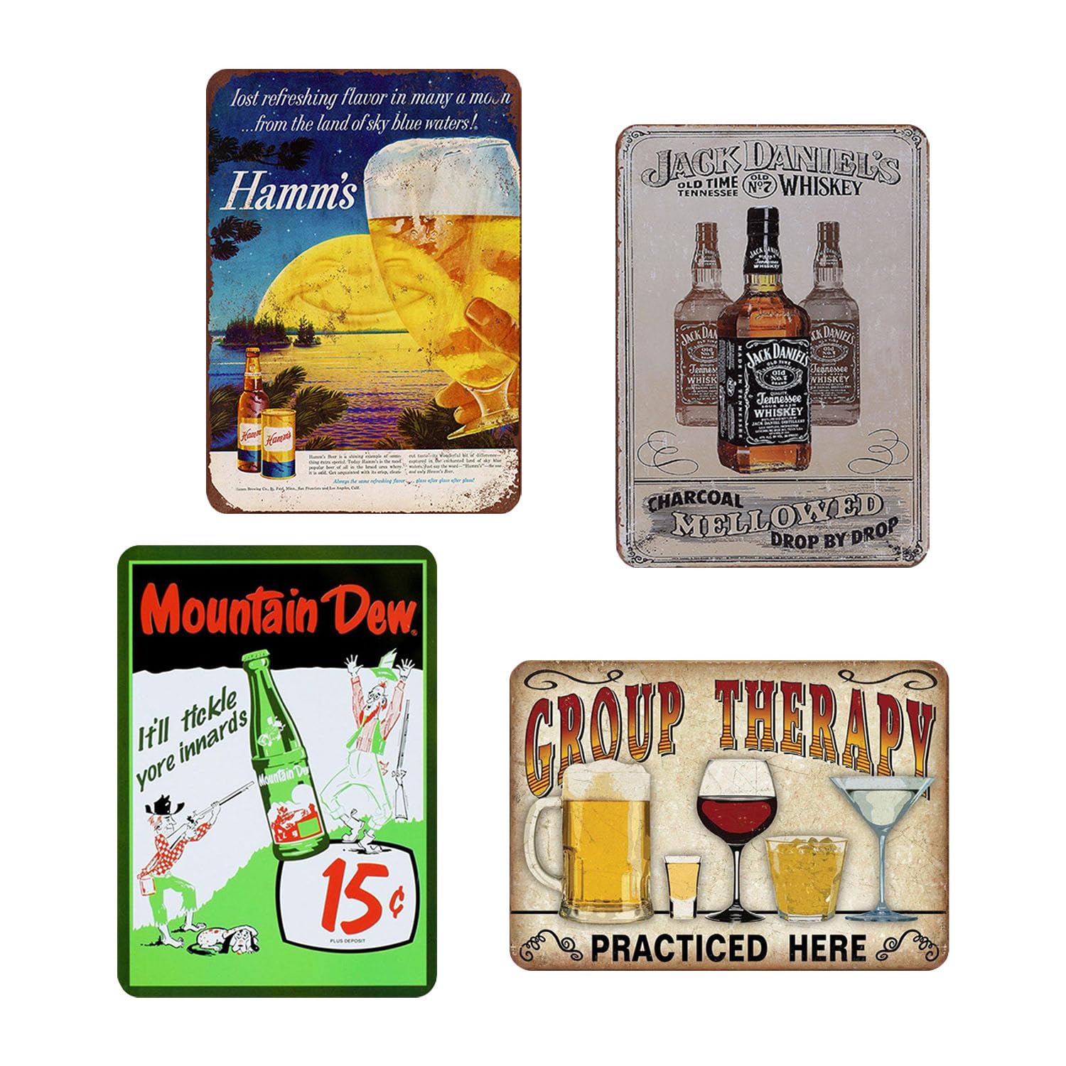 

Vintage Retro Wall Set of 4 Signs, (A)