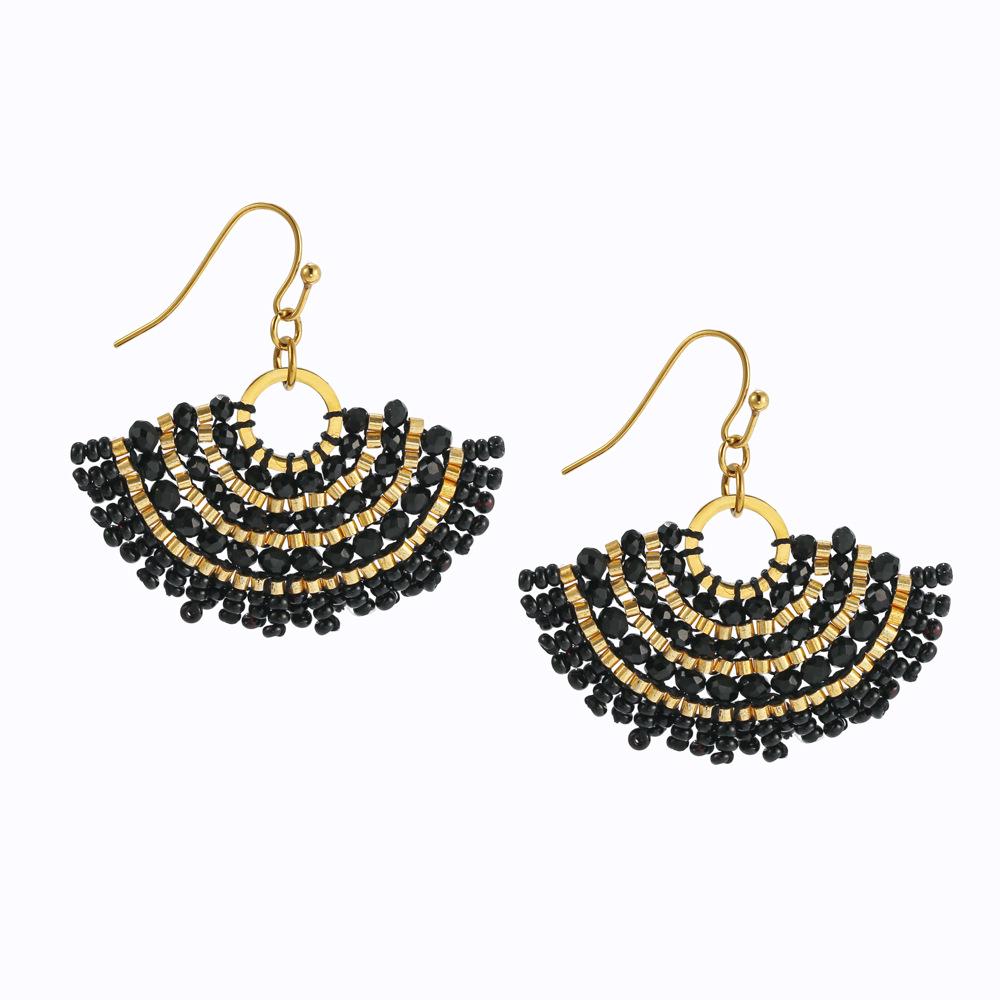 European Bohemian Ethnic Style Seed Bead Pendant Earrings Set: Temperament and Personality Niche Accessories