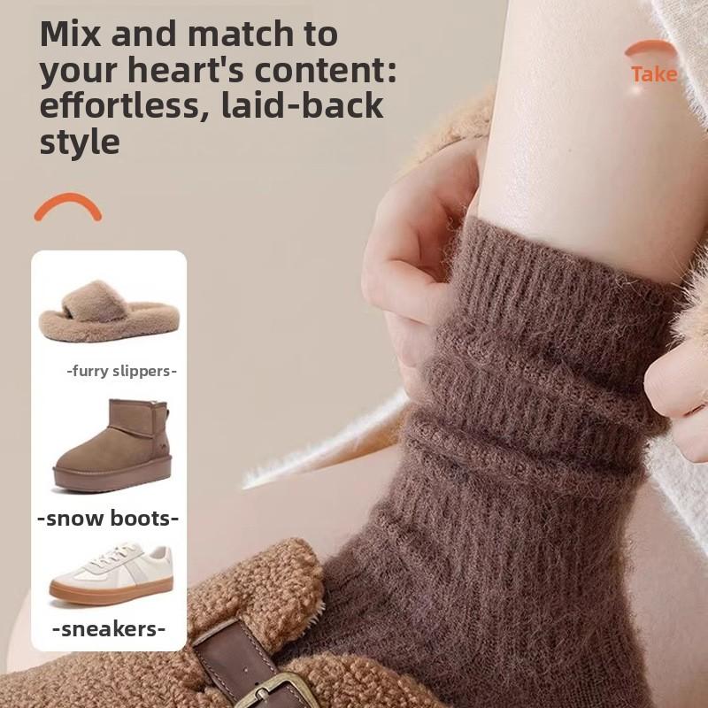 Wool Socks for Women in Autumn and Winter Are Warm and Not Bulky. Pile Socks Are Cold-resistant and Thickened. Versatile Women's Socks