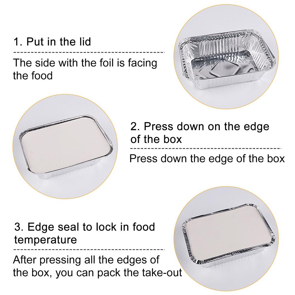 Disposable Tin Foil Box with Lid Outdoor Barbecue Baking Oven Tin Foil Bowl