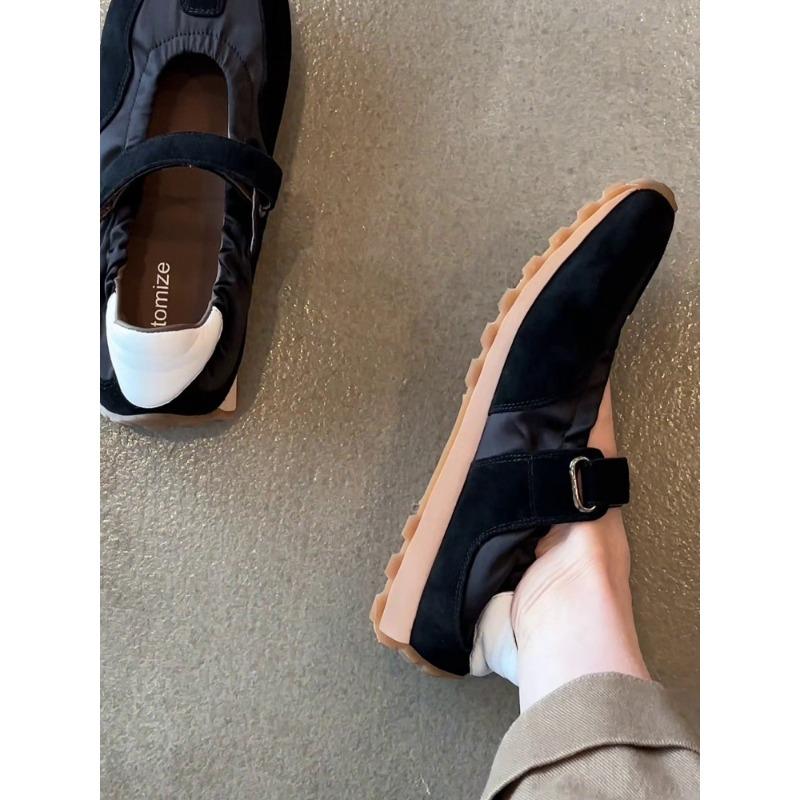 Sheepskin version! 2 New niche ballet Velcro sports platform Mary Jane shoes for women