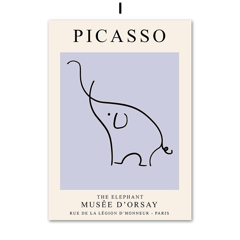 Abstract Picasso Elephant Mouse Bird Cat  And Prints Wall Art Canvas Painting Wall Pictures For Living Room DecorNordic Posters