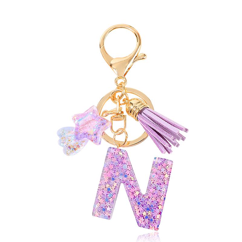 Diy A-Z Letters Keychain Metal Holder Pendent Key Chain Women Car Key Ring Simple Letter Name Key Party Gift Jewelry