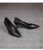 Women's Black Genuine Leather Sheepskin Stiletto Heels - Comfortable, Professional Soft Sole Work Shoes