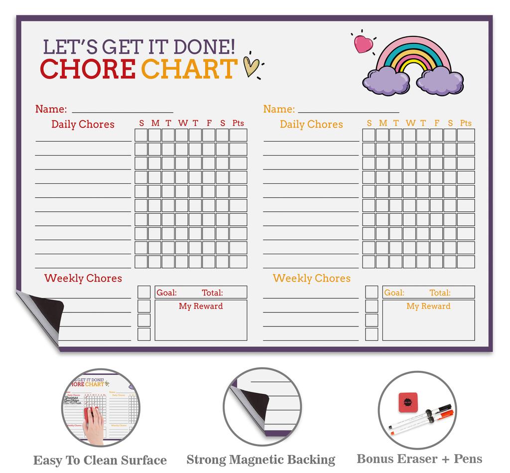 Inkdotpot Magnetic  Whiteboard Let's Get It Done Chore Chart Chore  Chart For  Refrigerator  - Dry Erase Behavior Chart For Kids