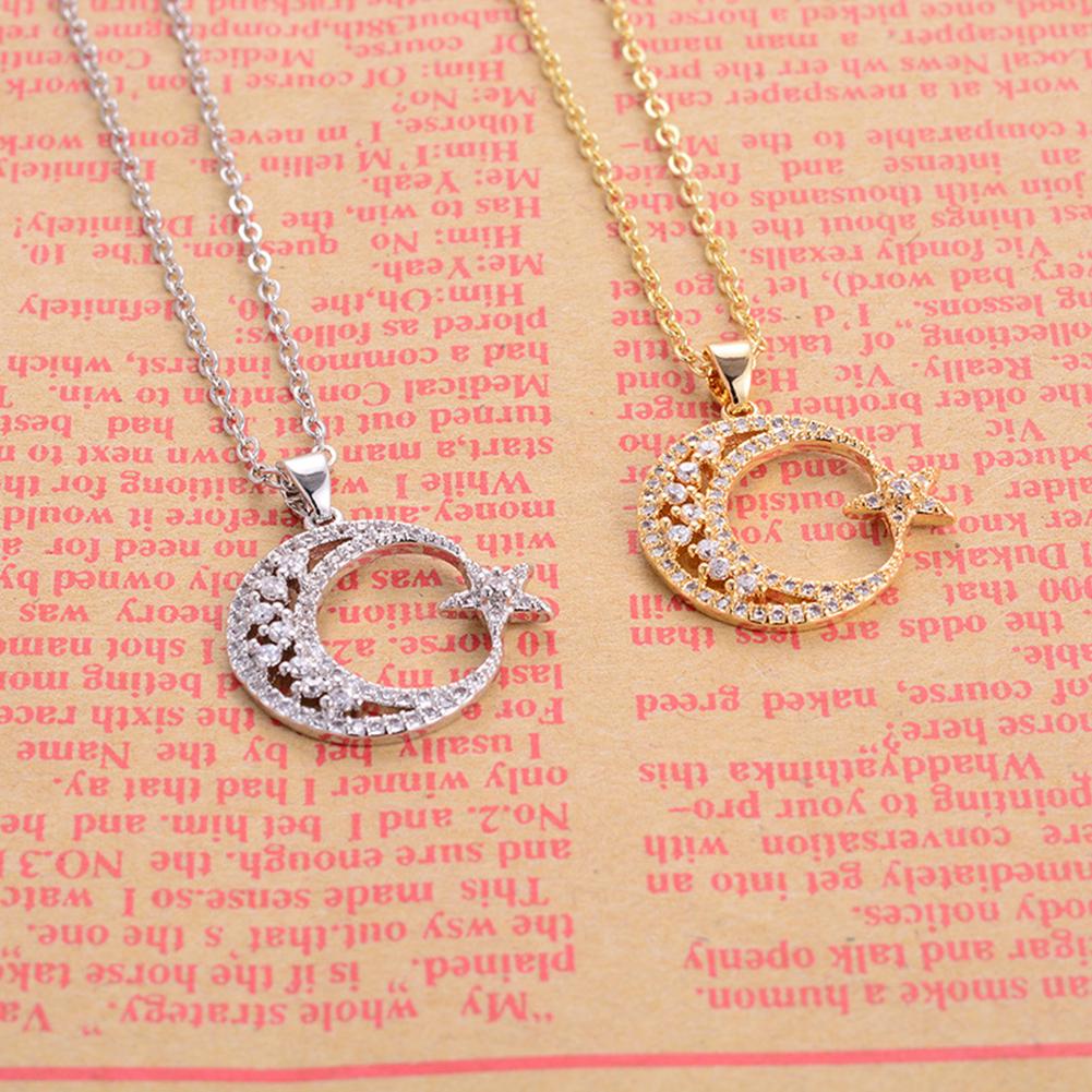 BLUELANS NECKLACE Wonderful Moon Star Chain Necklace Jewelry Cubic Crescent Pendant Women Present