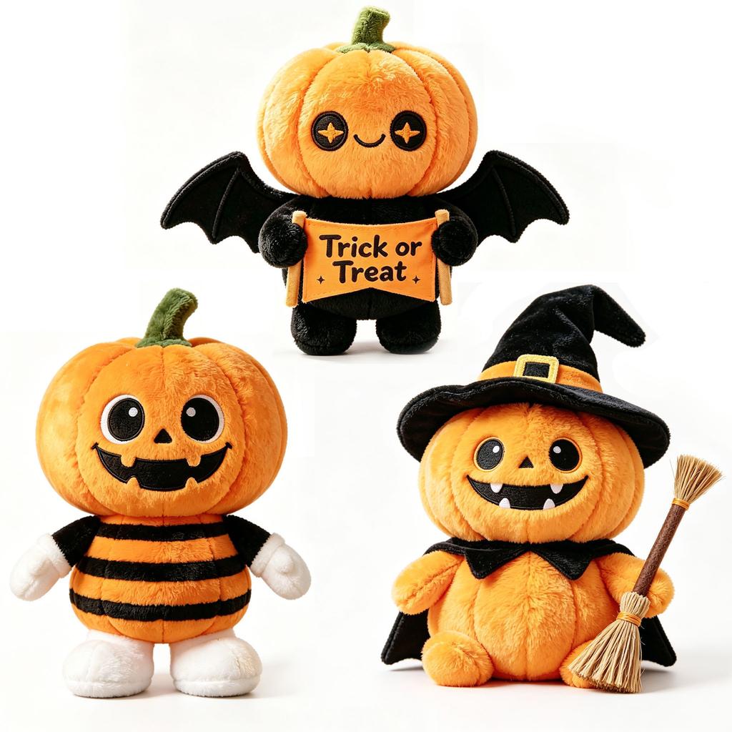 Halloween Pumpkin Wizard Plush Toy, Cute Stuffed Doll Gift for Kids, Fun Soft Toy