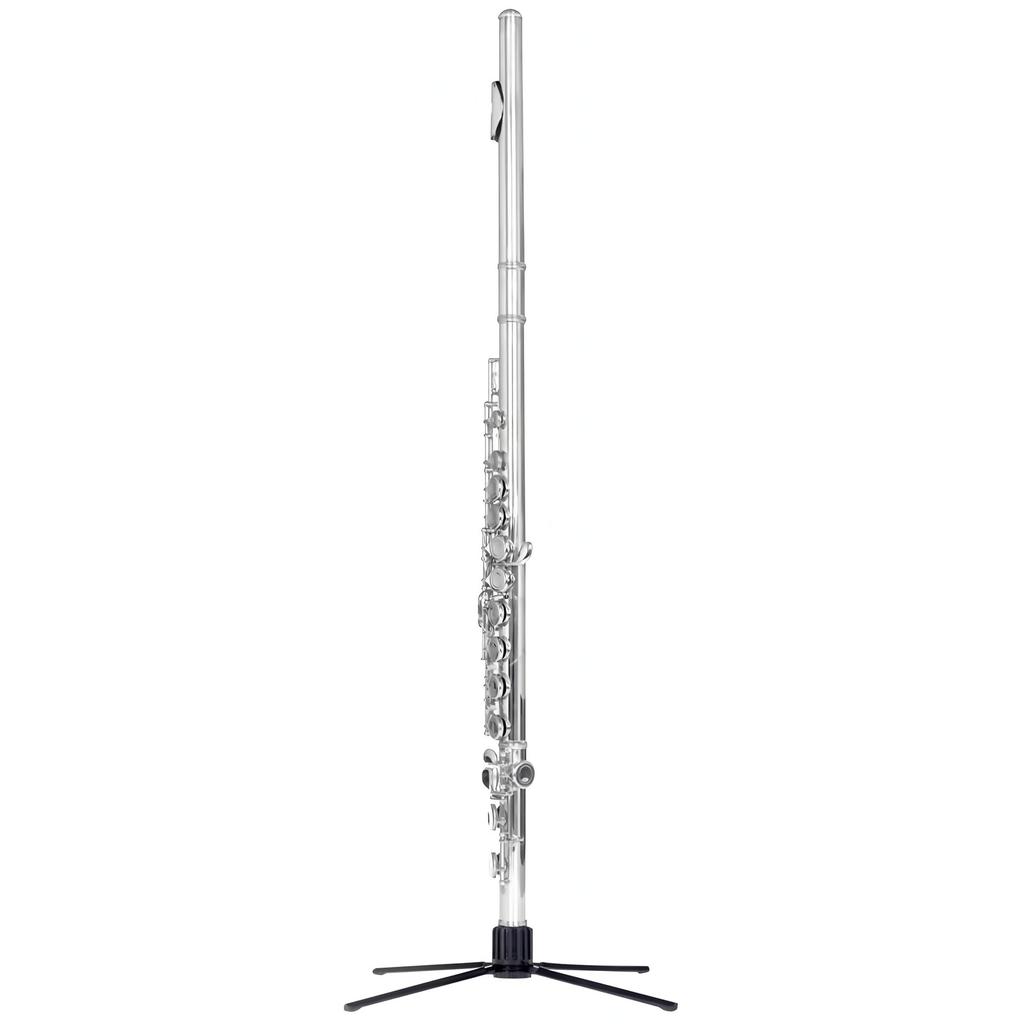 Portable, Foldable Flute/Piccolo Stand - 4-Leg Metal Base Flute Stand (Color Box Packaging)