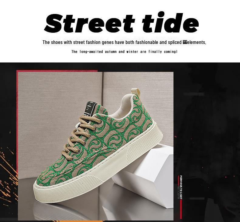 Pantofi de pânză 2024 pentru bărbați: Pantofi sport casual cu talpă groasă, cu imprimeu de nișă
