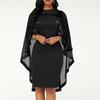 Dress Mesh Stitching Slim-fit Polyester Women Fashion Cape Dress for Banquet