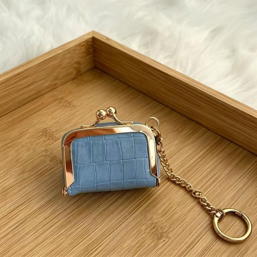 Portable Kiss Lock Coin Purse PU Leather Keychain Change Wallet Valentine's Day