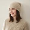 Autumn and winter new% pure cashmere knitted hat children's thickened thermal bald hat solid color versatile hat