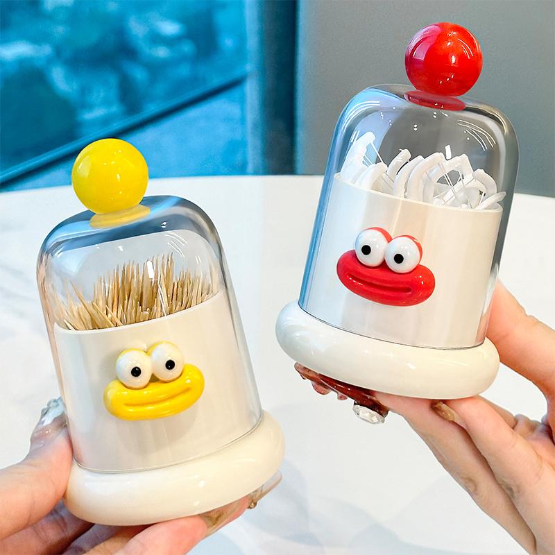 Dopamine Toothpick Box Home Living Room High Value Transparent Cotton Swab Dental Floss Reel  Creative Toothpick Storage Box