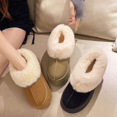 Mao Mao bottes de neige pour femmes hiver velours épaissi fourrure intégrée bottines à semelle épaisse une pédale femmes enceintes chaud pain chaussures en coton